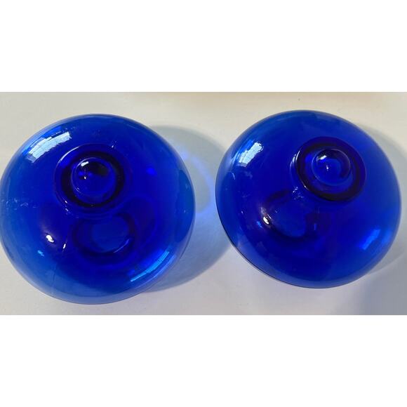 MCM Cobalt Blue Glass Globe Sphere Light Shades?? Vintage Pair Upcycle - Picture 4 of 9